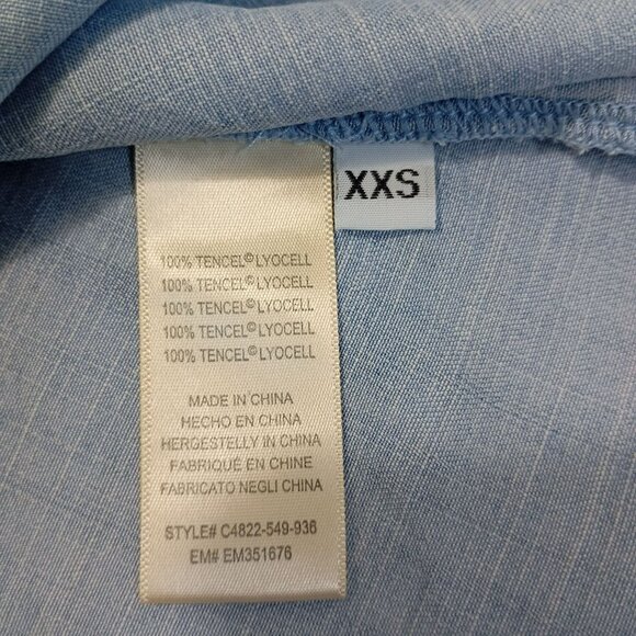 Anthropologie Cloth & Stone Womens Button-Up Chambray Shirt XXS Light Blue - Picture 3 of 8